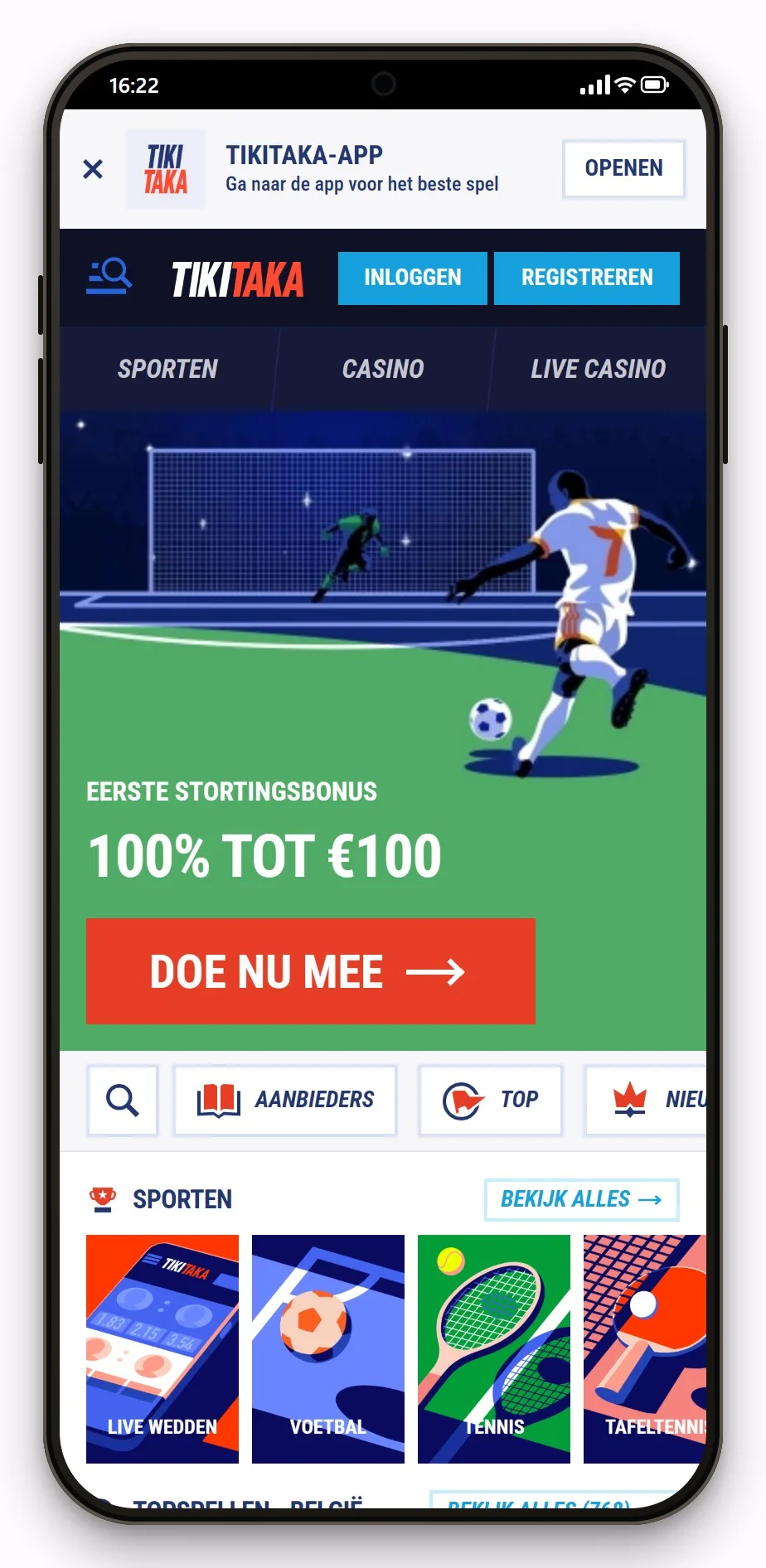 casino met cashlib: TikiTaka mobiel, lobby in beeld