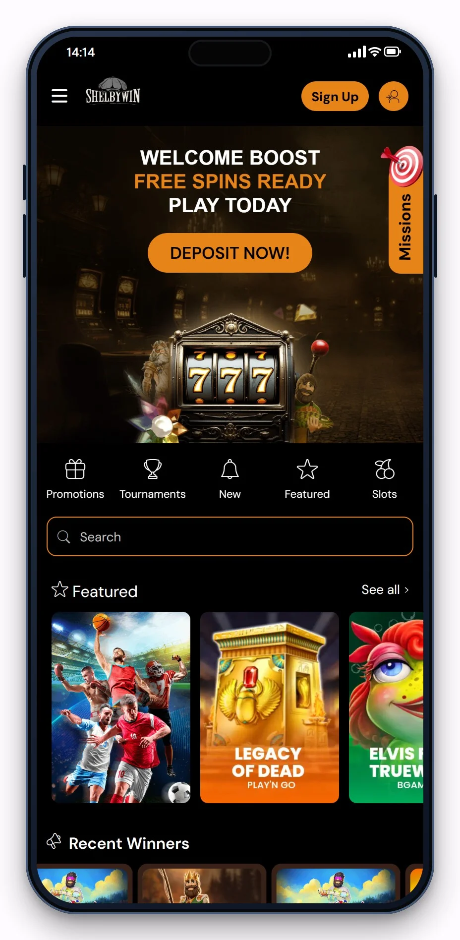 casino med cashlib: ShelbyWin i mobilen, forsiden